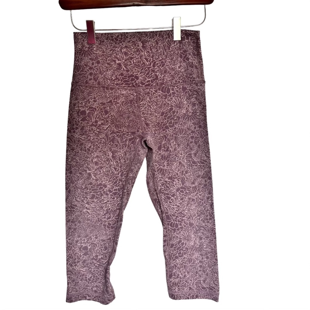 Lululemon Align High-Rise Crop Purple with White Floral Print